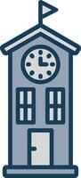 Clock Tower Line Filled Grey Icon vector