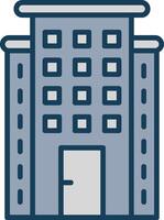 Skyscraper Line Filled Grey Icon vector