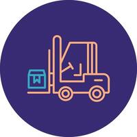 Forklift Line Two Color Circle Icon vector