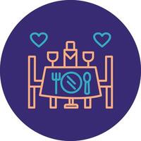 Wedding Dinner Line Two Color Circle Icon vector