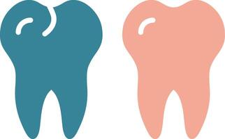 dientes glifo dos color icono vector