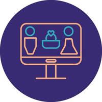 couple Line Two Color Circle Icon vector