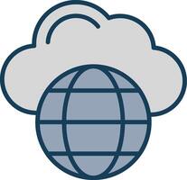 Cloud Network Line Filled Grey Icon vector