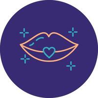 Lips Line Two Color Circle Icon vector