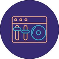 Dj Mixer Line Two Color Circle Icon vector