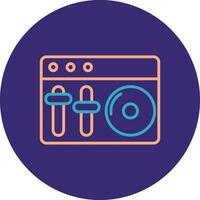 Dj Mixer Line Two Color Circle Icon vector