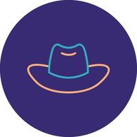Cowboy Hat Line Two Color Circle Icon vector