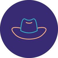 vaquero sombrero línea dos color circulo icono vector