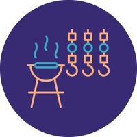 Bbq Line Two Color Circle Icon vector