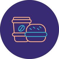 Burger Line Two Color Circle Icon vector