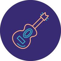 Guitar Line Two Color Circle Icon vector
