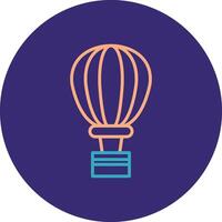 Hot Air Balloon Line Two Color Circle Icon vector