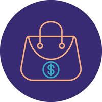 compras bolso línea dos color circulo icono vector