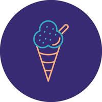 helado línea dos color circulo icono vector
