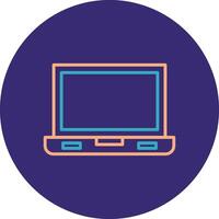 Laptop Screen Line Two Color Circle Icon vector