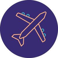 Aeroplane Line Two Color Circle Icon vector