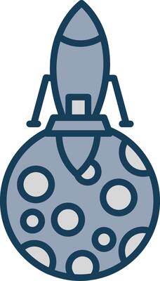 Moon Landing Line Filled Grey Icon