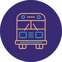 School Bus Line Two Color Circle Icon vector