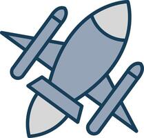 Rocket Ship Line Filled Grey Icon vector