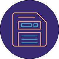 Floppy Disk Line Two Color Circle Icon vector