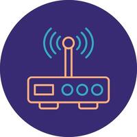 Modem Line Two Color Circle Icon vector