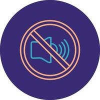 No sonido línea dos color circulo icono vector