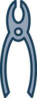 Pliers Line Filled Grey Icon vector