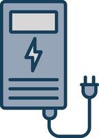 Electric Station Line Filled Grey Icon vector