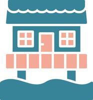 Beach Hut Glyph Two Color Icon vector