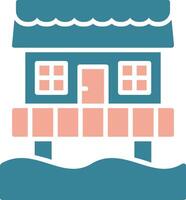 Beach Hut Glyph Two Color Icon vector