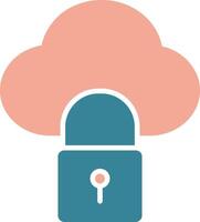 Cloud Lock Glyph Two Color Icon vector