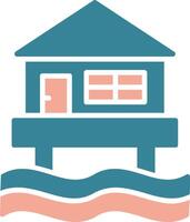 Beach Hut Glyph Two Color Icon vector