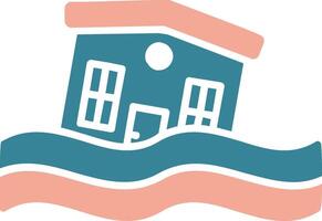 Flooded House Glyph Two Color Icon vector