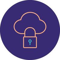 Cloud Lock Line Two Color Circle Icon vector