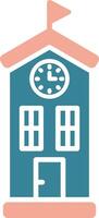 Clock Tower Glyph Two Color Icon vector