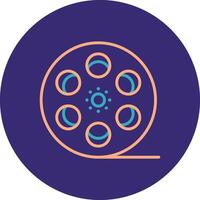 Film Reel Line Two Color Circle Icon vector