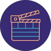 Clapperboard Line Two Color Circle Icon vector