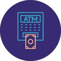 ATM Line Two Color Circle Icon vector