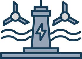 Tidal Power Line Filled Grey Icon vector