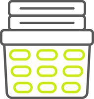 canasta de lavandería, línea, dos colores, icono vector