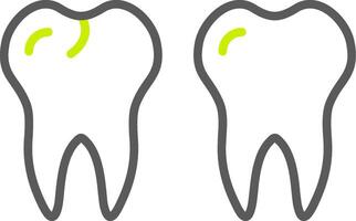 dientes línea dos color icono vector