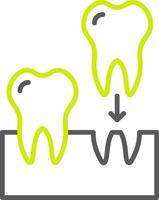 implantes línea dos color icono vector