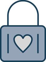 Heart Lock Line Filled Grey Icon vector