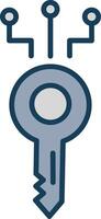 Digital Key Line Filled Grey Icon vector