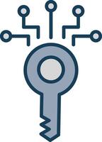 Digital Key Line Filled Grey Icon vector