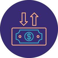 Dollar Bill Line Two Color Circle Icon vector