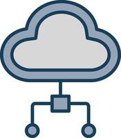 Cloud Computing Line Filled Grey Icon vector