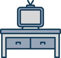 Tv Table Line Filled Grey Icon vector