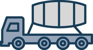 Cement Truck Line Filled Grey Icon vector