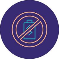 No Battery Line Two Color Circle Icon vector